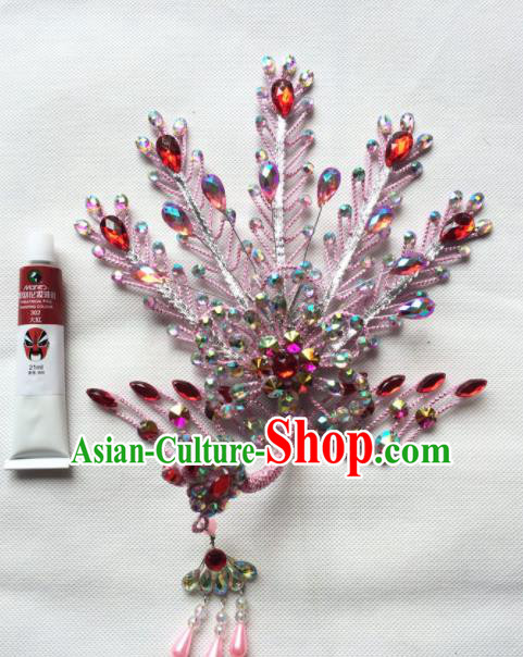 Asian Chinese Beijing Opera Actress Hair Accessories Hair Clip Ancient Princess Pink Phoenix Hairpins for Women