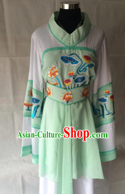 Traditional Chinese Beijing Opera Costume Ancient Maidservants Green Dress for Women