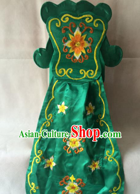 Asian Chinese Traditional Beijing Opera Takefu Headwear Ancient Warrior Green Hat for Men
