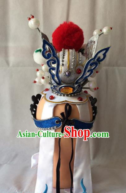 Asian Chinese Beijing Opera Niche Headwear Ancient Prince Blue Hat for Men