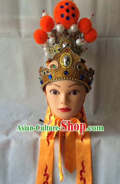 Asian Chinese Beijing Opera Niche Headwear Ancient Prince Golden Hat for Men