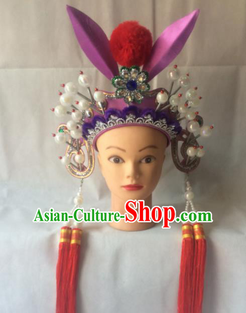 Asian Chinese Beijing Opera Hair Accessories Ancient Female Warrior Helmet for Women