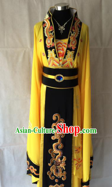 Traditional Chinese Beijing Opera Diva Costume Ancient Queen Yellow Dress for Women