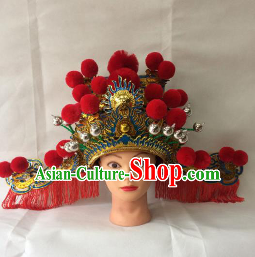 Asian Chinese Traditional Beijing Opera God of Wealth Headwear Ancient Prime Minister Hat for Men