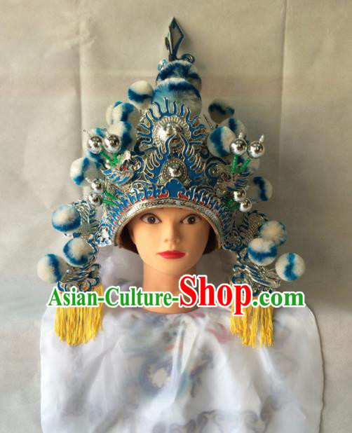 Asian Chinese Traditional Beijing Opera Helmet Headwear Ancient General Hat for Men
