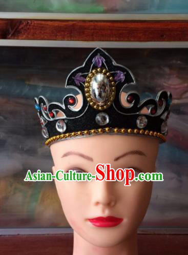 Asian Chinese Traditional Beijing Opera Takefu Headwear Ancient Prince Black Head Crown for Men