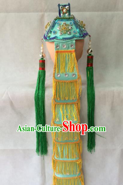 Asian Chinese Beijing Opera Hair Accessories Ancient Taoist Nun Green Headband for Women