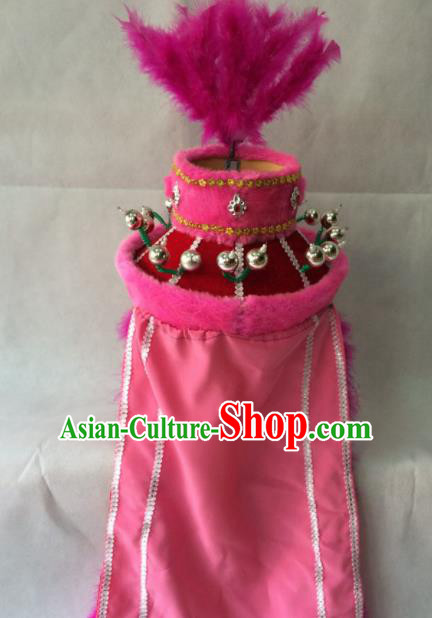 Asian Chinese Beijing Opera Hair Accessories Ancient Hui Ethnic Princess Pink Hat for Women