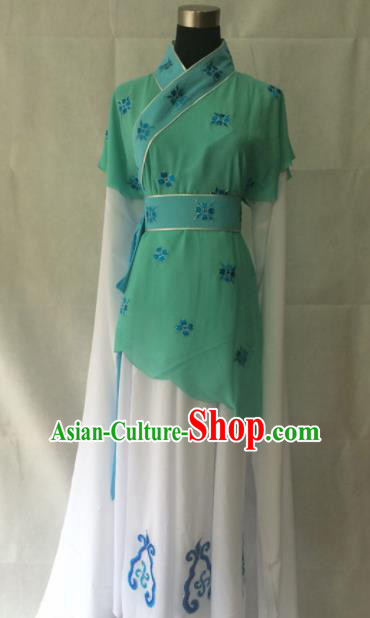 Traditional Chinese Beijing Opera Young Lady Costume Ancient Peri Green Dress for Women