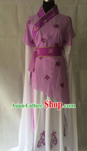 Traditional Chinese Beijing Opera Young Lady Costume Ancient Peri Purple Dress for Women