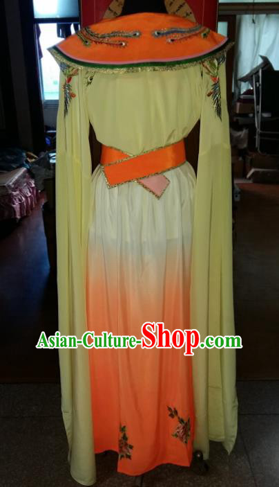 Traditional Chinese Beijing Opera Costume Ancient Peri Princess Yellow Dress for Women