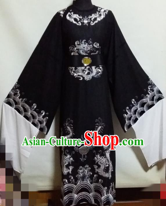 Traditional Chinese Beijing Opera Chancellor Costume Ancient Minister Black Clothing