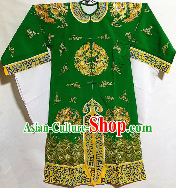 Traditional Chinese Beijing Opera Takefu Costume Ancient Imperial Bodyguard Green Clothing