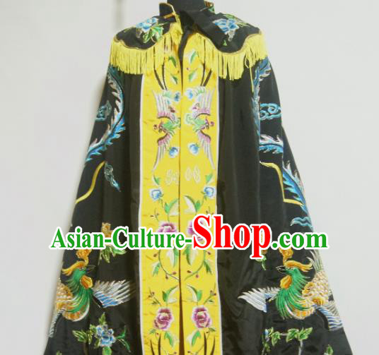 Traditional Chinese Beijing Opera Actress Costume Ancient Princess Embroidered Black Cloak for Women