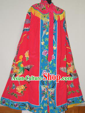 Traditional Chinese Beijing Opera Actress Costume Ancient Princess Embroidered Red Cloak for Women