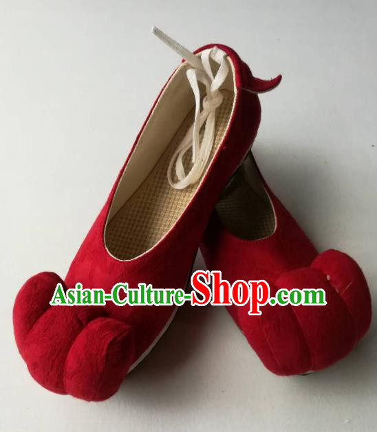 Asian Chinese Traditional Shoes Ancient Song Dynasty Red Shoes Hanfu Shoes for Women
