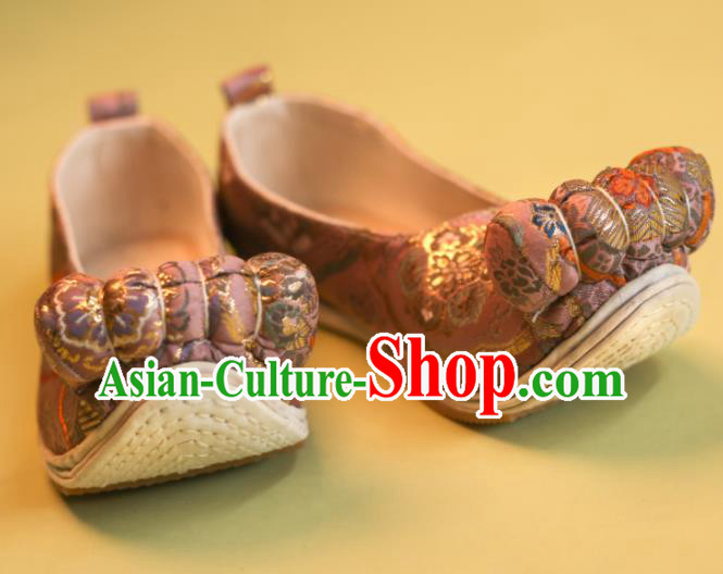 Asian Chinese Traditional Shoes Ancient Song Dynasty Princess Pink Shoes Hanfu Shoes for Women