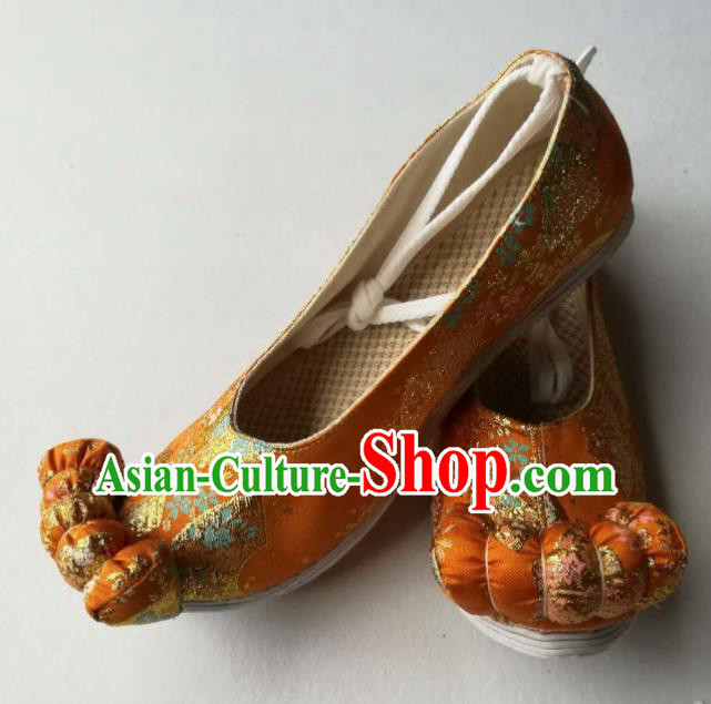 Asian Chinese Traditional Shoes Ancient Song Dynasty Golden Shoes Hanfu Shoes for Women
