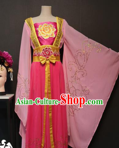 Asian Chinese Traditional Classical Dance Costume Ancient Peri Pink Dress for Women