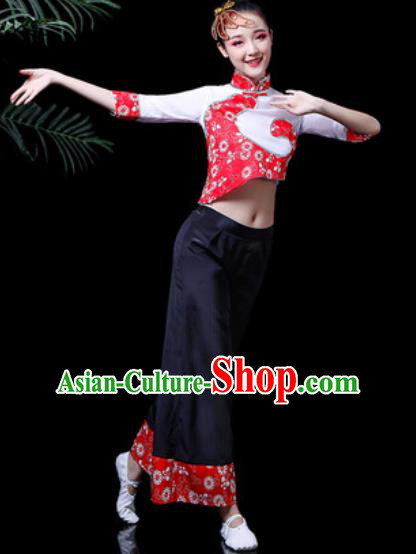 Traditional Chinese Folk Dance Costume Group Dance Yanko Dance Clothing for Women
