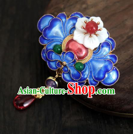 Chinese Ancient Palace Jewelry Accessories Traditional Classical Blueing Brooch for Women