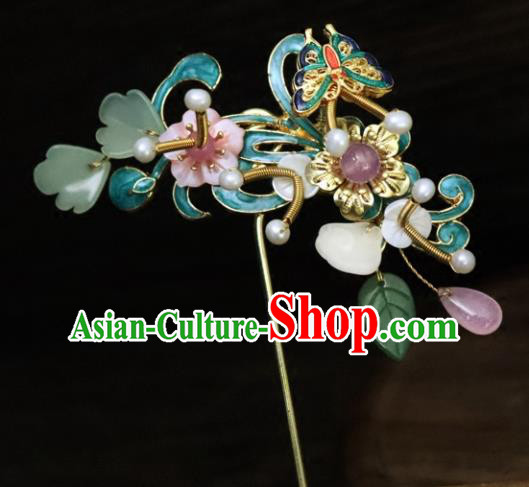 Chinese Ancient Palace Hair Accessories Traditional Classical Blueing Hairpins for Women