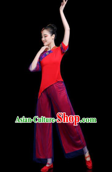 Traditional Chinese Yangko Dance Stage Performance Costume Folk Dance Red Clothing for Women