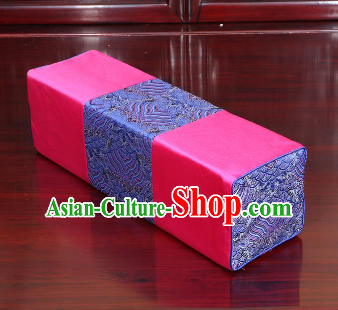 Chinese Traditional Household Accessories Classical Pattern Pink Brocade Pillow Armrest Pillow