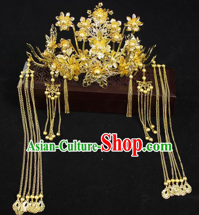 Chinese Ancient Palace Bride Hair Accessories Traditional Classical Wedding Phoenix Coronet Hairpins for Women