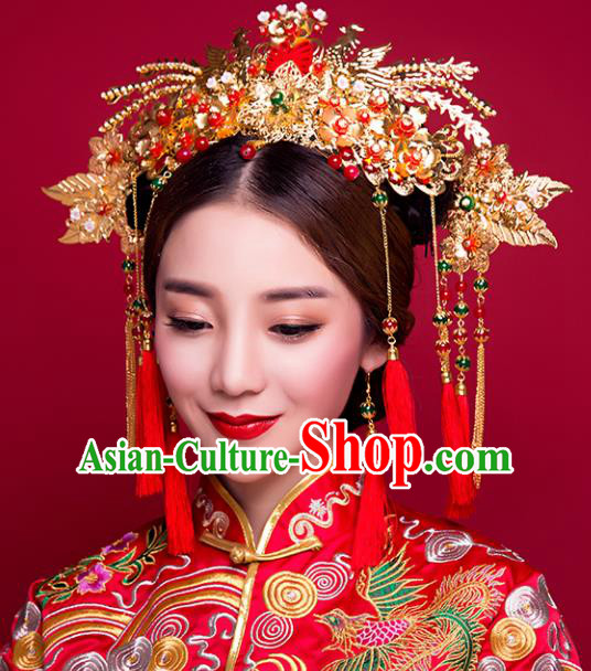 Chinese Ancient Hair Accessories Traditional Wedding Classical Phoenix Coronet Hairpins for Women