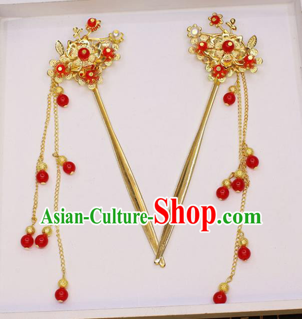 Chinese Ancient Wedding Hair Accessories Traditional Classical Hair Comb Tassel Hairpins for Women