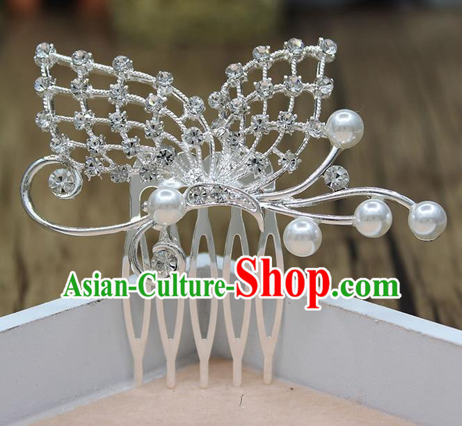 Top Grade Handmade Princess Hair Accessories Classical Crystal Butterfly Hair Comb for Women