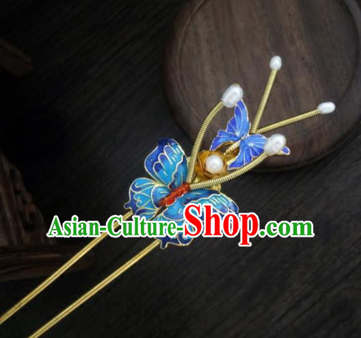 Chinese Ancient Palace Hair Accessories Traditional Classical Blueing Hair Clip Hairpins for Women