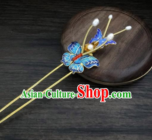 Chinese Ancient Palace Hair Accessories Traditional Classical Blueing Hair Clip Hairpins for Women