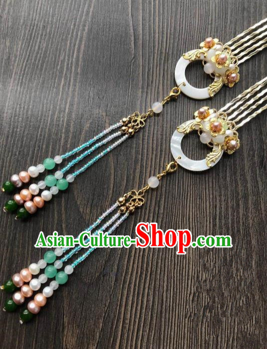 Chinese Ancient Princess Hair Accessories Traditional Tassel Shell Hair Combs for Women