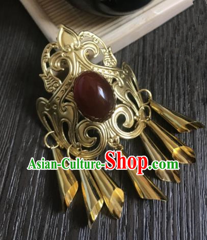 Chinese Ancient Princess Hair Accessories Traditional Golden Tassel Hair Claw Hairpins for Women