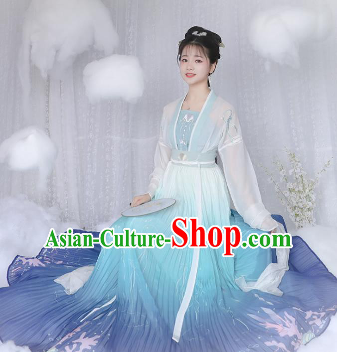 Chinese Ancient Peri Hanfu Dress Traditional Tang Dynasty Princess Historical Costume for Women