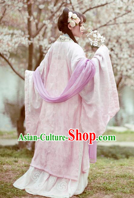 Traditional Chinese Ancient Nobility Lady Pink Hanfu Dress Tang Dynasty Princess Historical Costume Complete Set for Women