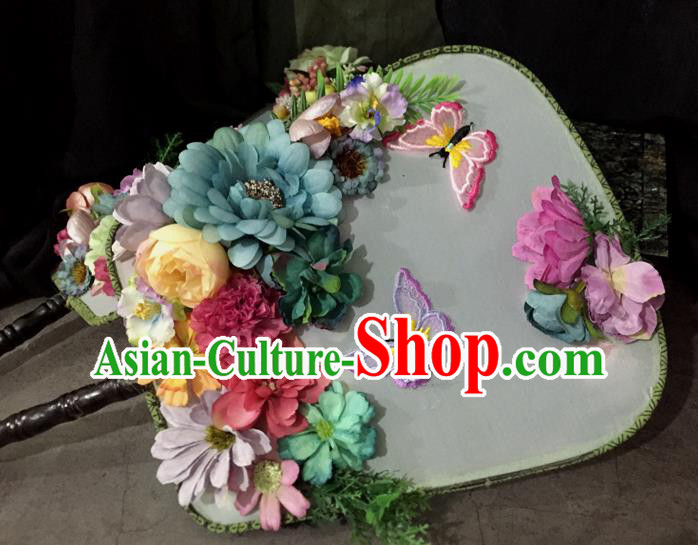 Chinese Ancient Wedding Accessories Traditional Peony Flowers Butterfly Palace Fans for Women
