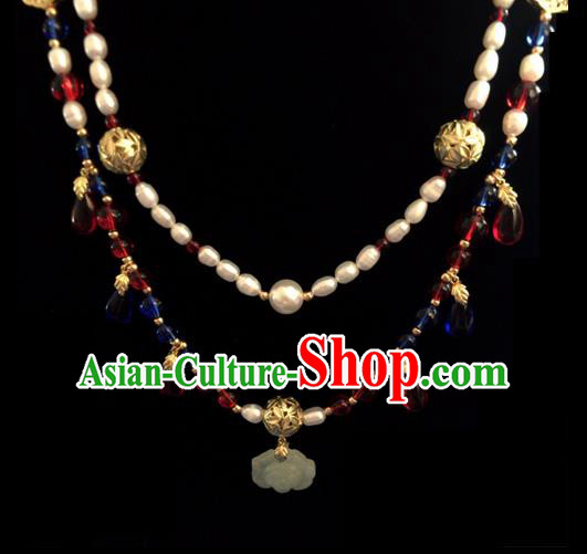 Chinese Ancient Hanfu Jewelry Accessories Traditional Pearls Necklace Conophytum Pucillum for Women