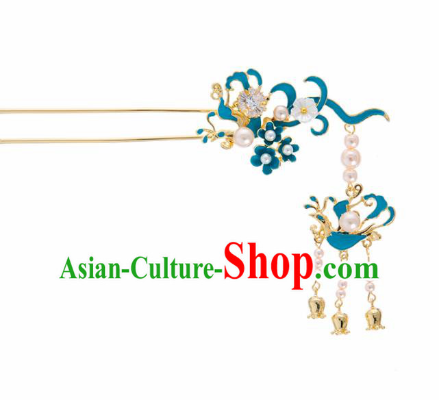 Chinese Ancient Hanfu Wedding Hair Accessories Traditional Pearls Tassel Hairpins for Women