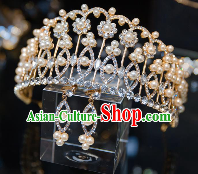 Handmade Baroque Hair Accessories Wedding Queen Crystal Royal Crown for Women