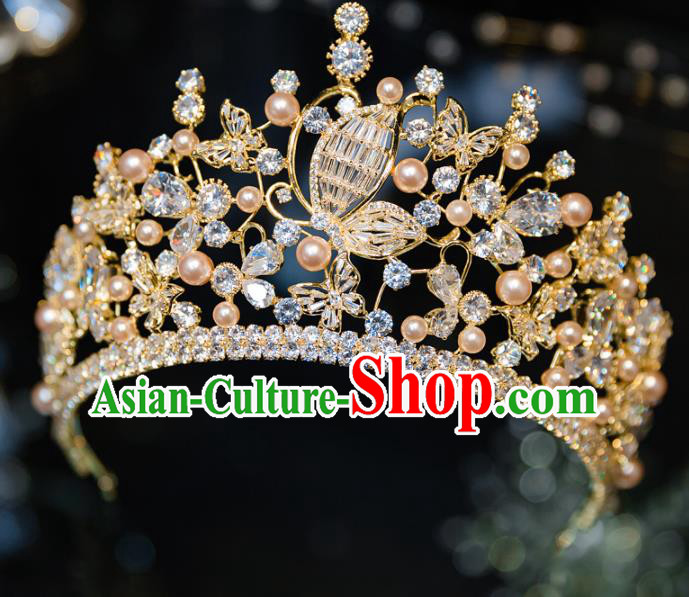Handmade Baroque Hair Accessories Wedding Queen Crystal Butterfly Royal Crown for Women