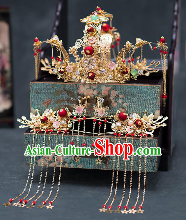 Chinese Ancient Wedding Hair Accessories Traditional Hanfu Hairpins Palace Phoenix Coronet for Women
