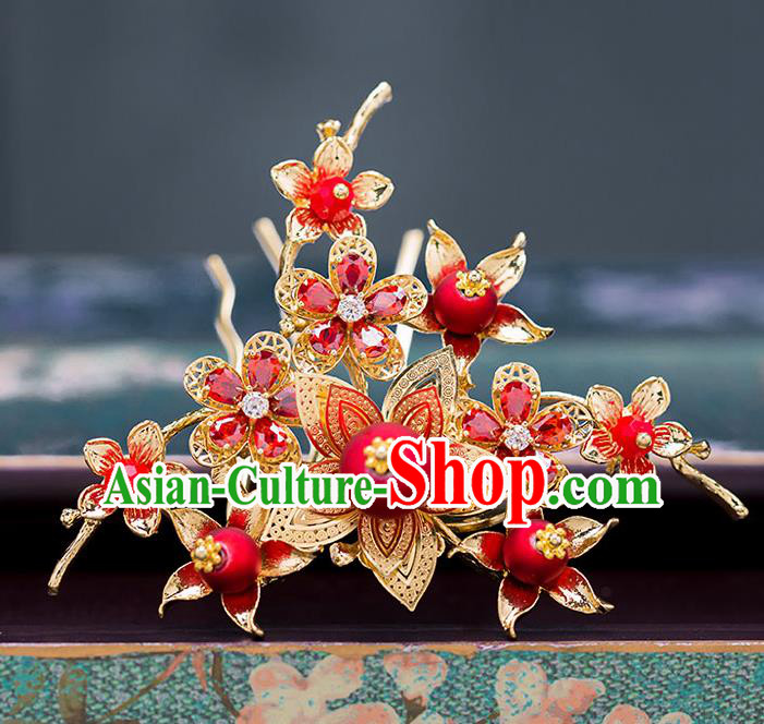 Chinese Ancient Wedding Hair Accessories Traditional Hanfu Tassel Hairpins Palace Hair Comb for Women