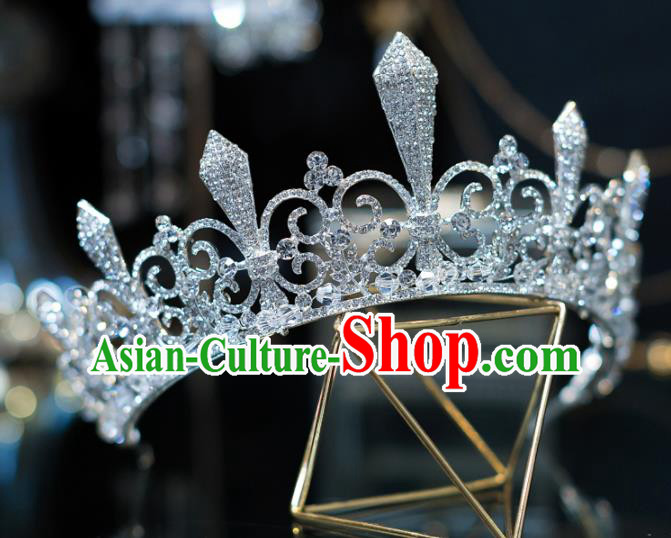 Handmade Baroque Hair Accessories Wedding Queen Zircon Royal Crown for Women