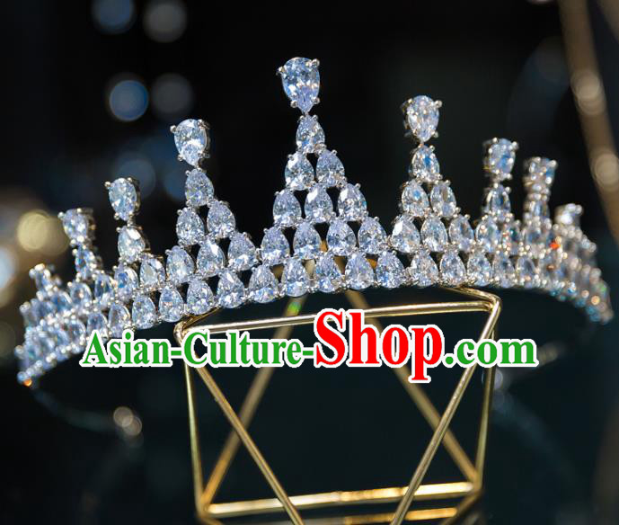 Handmade Wedding Hair Accessories Baroque Queen Zircon Royal Crown for Women