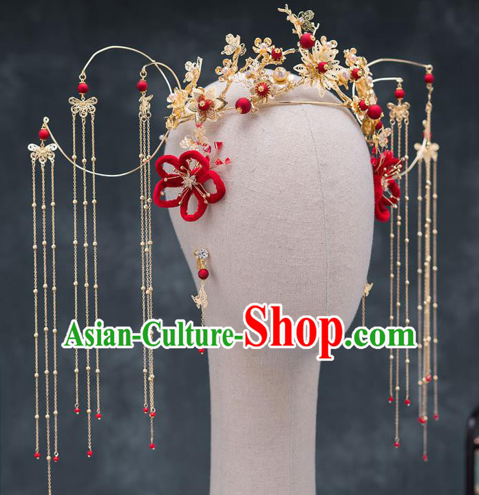 Chinese Ancient Queen Hair Accessories Tassel Phoenix Coronet Traditional Hanfu Hairpins for Women