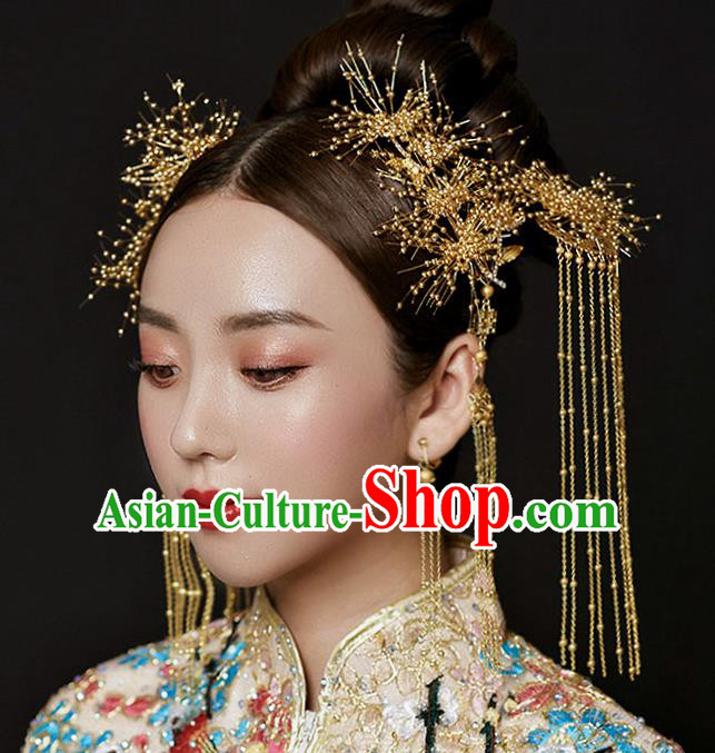 Chinese Ancient Palace Hair Accessories Traditional Wedding Hanfu Hairpins Tassel Step Shake for Women