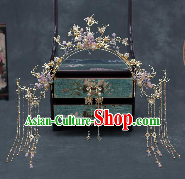 Chinese Ancient Wedding Tassel Hair Clasp Traditional Bride Palace Hair Accessories for Women